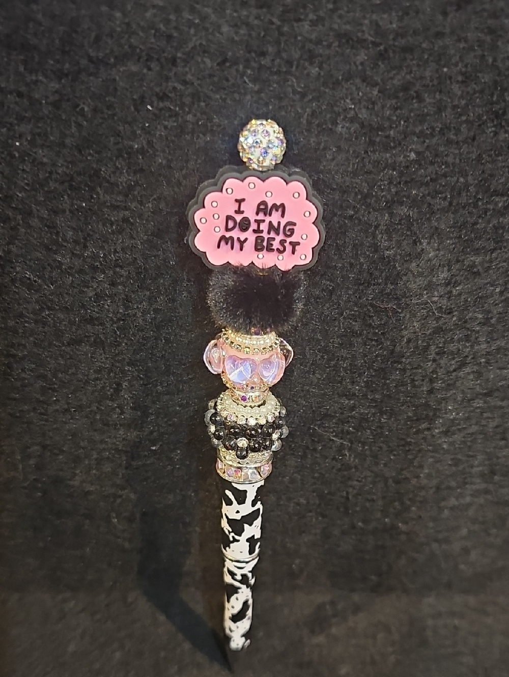Pink "I Am Doing My Best" Beaded Pen